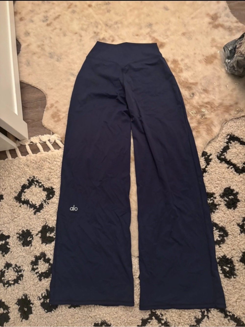 ALO Yoga Navy Wide-Leg High-Rise Pants
